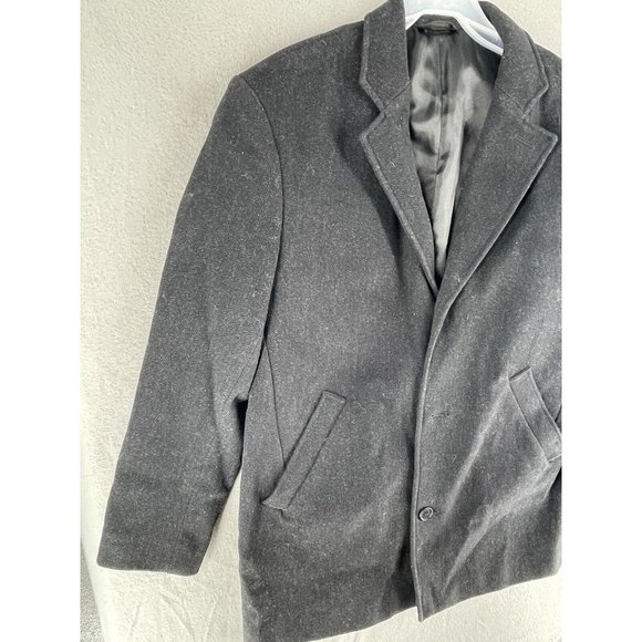 Murano Collezione Short Trench Over Coat Mens Medium Wool Single Breast Black - Picture 7 of 12